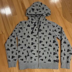 VEUC Roots Gray Full Zip Hoodie with Black Tree Design - size XXL (13-14) Youth